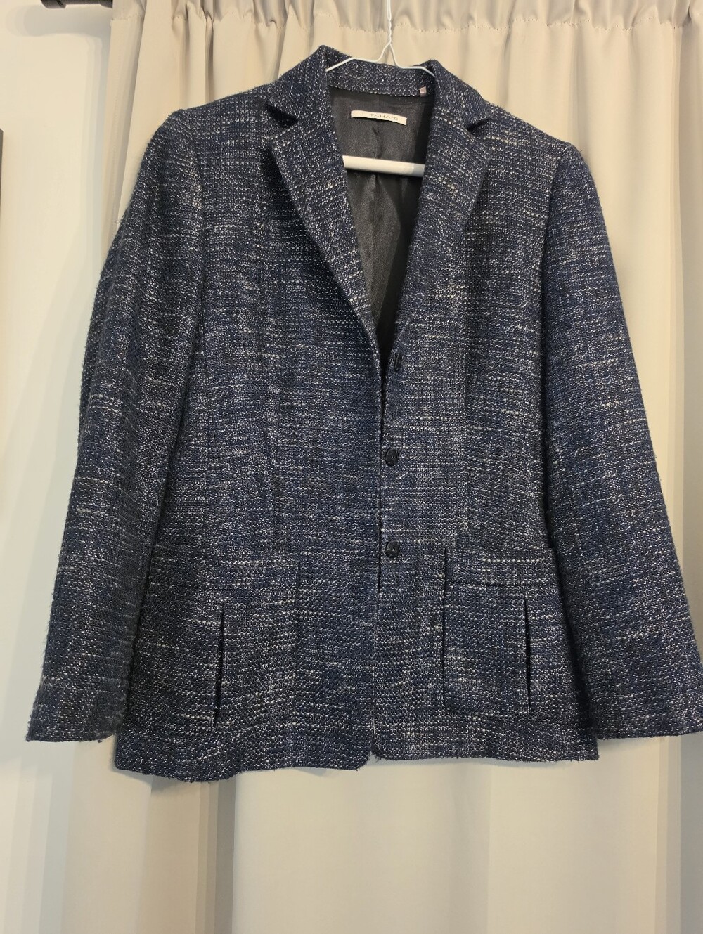 T Tahari Navy Tweed Bouclé Blazer Metallic Size 2-4